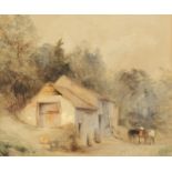 William Evans of Eton (1798-1877) British, Horse and cart beside a cottage, watercolour with body