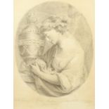 Attributed to G.B Cipriani (1727-1785) Italian, A young woman with an urn, grey wash drawing,