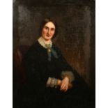 19th Century English School, A portrait of a seated lady, oil on canvas, 44" x 34", (unframed).