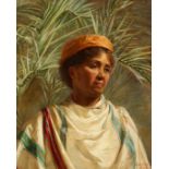 E. Hue Willams, Portrait of a North African lady, oil on canvas, signed and dated Dec 1907, 15.75" x
