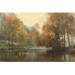 Frederick Whitehead (1853-1938) British, 'Autumn - The River Avon', oil on canvas, signed and with