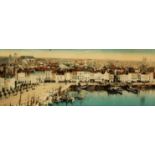 20th Century, 'La Rochelle, Vue Generale Vers Le Port', print with highlights in shell, 6" x 15".