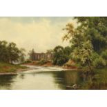 Edward Horace Thompson (1879-1949) British, Monastery ruins by a river, watercolour, signed and