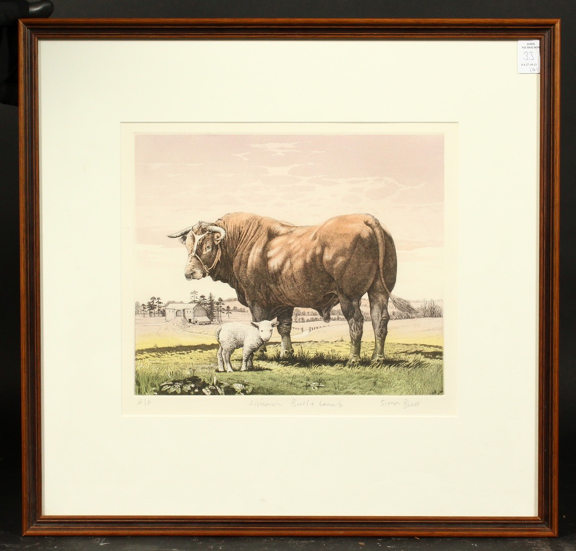 Simon Bull, 'Friesian Bull', etching, inscribed, signed in pencil and numbered 107/200, 10.5" x 11. - Image 2 of 6