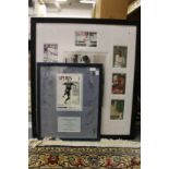 A signed photograph of Ian Botham together with other photographs, framed as one, together with a