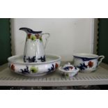 S. W. Dean Burslem china, a four piece jug, bowl and wash set "Daisy Pattern".