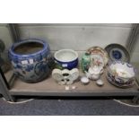 A Chinese jardiniere and other oriental porcelain etc.