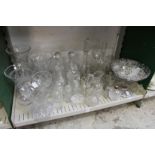 A quantity of cut glass and other items to include decanters, vases, knife rests etc.