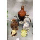 Various Beswick birds of prey decanters.