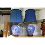 A good large pair of Chinese blue and white tables lamps.