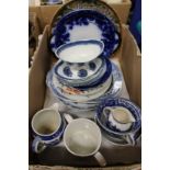 Blue and white and other china.