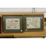 Two framed and glazed maps depicting Asia and Northern India.