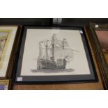C. M. Spurling, a pencil drawing of the Mary Rose.