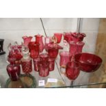Cranberry glassware and similar items.