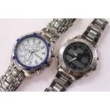 Two stylish gent's stainless steel wristwatches.