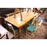 A good French fruit wood farmhouse table with detachable leaves for each end.