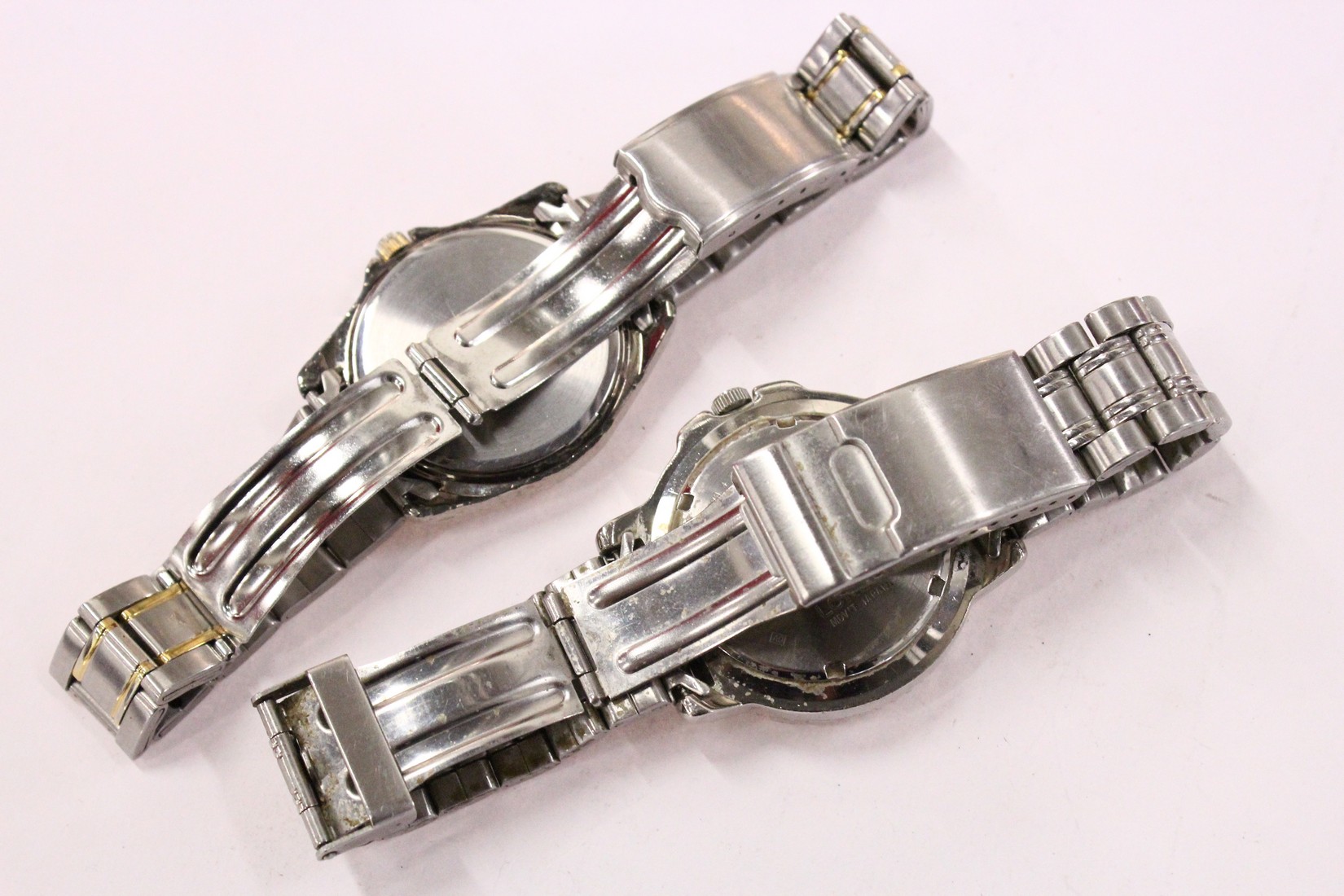 Two stylish gent's stainless steel wristwatches. - Bild 3 aus 3