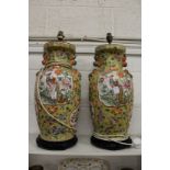 A large pair of Chinese porcelain lamps.