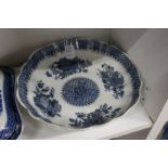 A Chinese style blue and white lobed bowl.