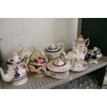 Victorian and later lustre decorated teapots, sucriers etc.