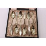 A set of six continental silver coffee spoons or teaspoons, possibly Prague or Vienna 1830.