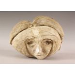 JEWAD SELIM ( IRAQ 1919 - 1961 ) - SUMERIAN FACE OF A GIRL - PLASTER - Very rare and and early