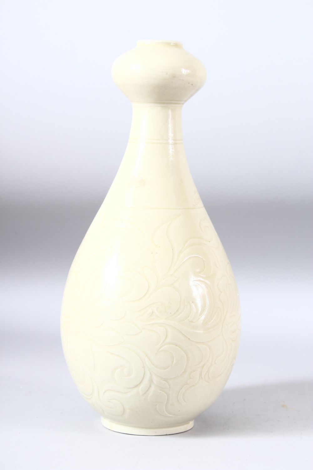 A CHINESE DING STYLE VASE, with carved sgraffito floral sprays to the body, 33cm high. - Image 4 of 6