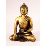 A CHINESE GILT BRONZE BUDDHA, 20cm high.