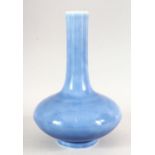 A GOOD BLUE GLAZE BULBOUS VASE, six character mark to base in blue, 22cm high.