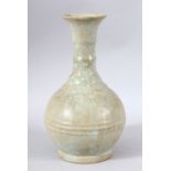 A CHINESE SONG / DING STYLE POTTERY VASE - of ribbed form, 25cm