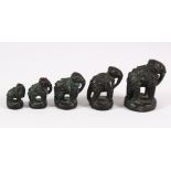 A FINE SET OF 19TH CENTURY CHINESE TIBET ELEPHANT BRONZE OPIUM WEIGHTS - 5 of graduating size - 2.