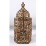 A SUPERB JEWISH JUDAICA TORAH CASE, profusely inset with semi precious stones all over, the case