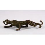 A JAPANESE BRONZE MODEL OF A LEOPARD - in a striding pose - 11cm