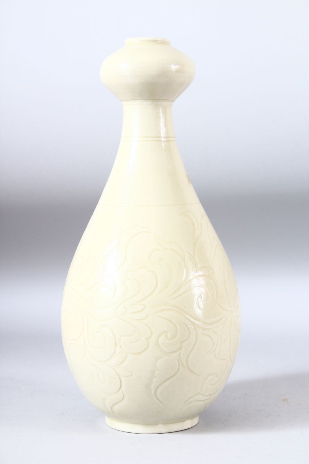 A CHINESE DING STYLE VASE, with carved sgraffito floral sprays to the body, 33cm high. - Image 3 of 6