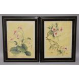 TWO GOOD CHINESE PAINTINGS, each depicting flora, signed and sealed, both in later frames - and