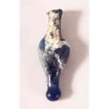 A SMALL ROMAN BLUE GLASS AMPHORA, 7cm high.