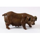 A JAPANESE BRONZE MODEL OF A PIG / BOAR - 7.5cm