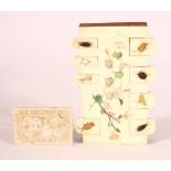 A JAPANESE IVORY SHIBAYAMA BEZIQUE MARKER, together with a rectangular mother of pearl counter,