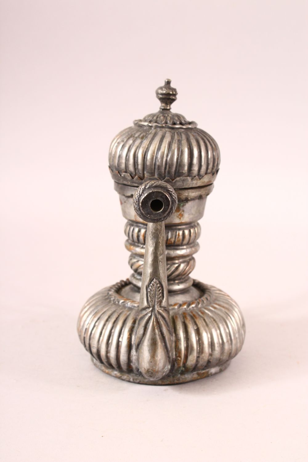 A TURKISH OTTOMAN TINNED COPPER LIDDED EWER, 20cm high. - Image 2 of 7