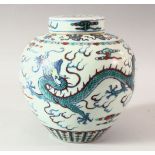 A GOOD 19TH CENTURY CHINESE DOUCAI DECORATED PORCELAIN GINGER JAR & COVER