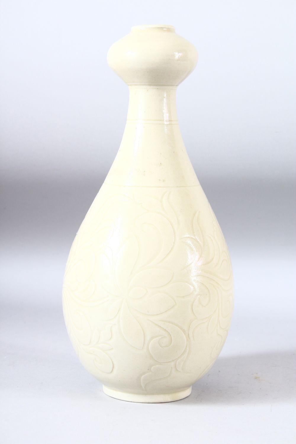 A CHINESE DING STYLE VASE, with carved sgraffito floral sprays to the body, 33cm high. - Image 2 of 6