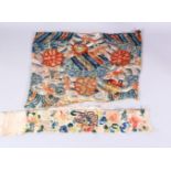 TO 18TH CENTURY CHINESE EMBROIDERED SILK FRAGMENTS - flora and birds -