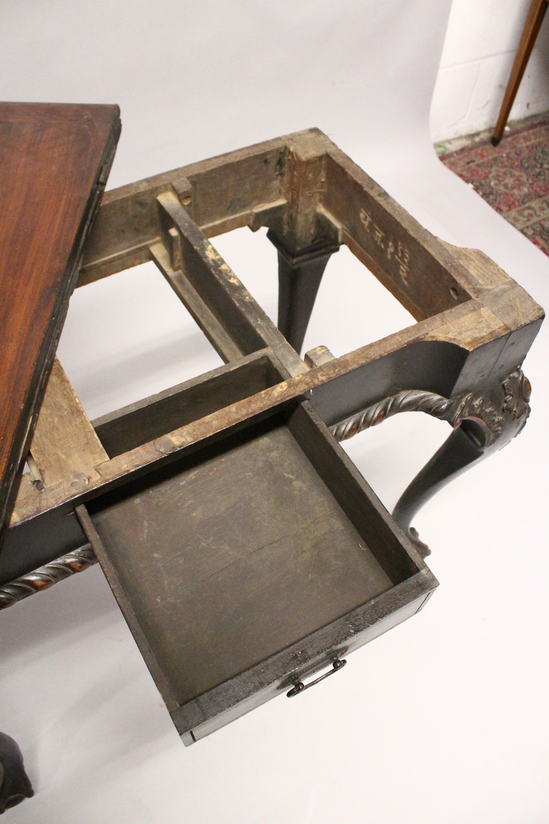 A GEORGE III MAHOGANY FOLD OVER CARD TABLE, possibly Irish, of shaped rectangular outline, a - Image 6 of 10