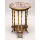 A VERY GOOD FRENCH MARBLE TOP CIRCULAR TABLE attributed to HENRI DASSON, with ormolu mounts on
