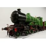 A LIVE STEAM ATLANTIC LOCO AND TENDER, 3.5 GAUGE, copper coal fired boiler and usual fittings,