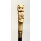 A WALKING STICK with bone OWL handle. 36ins long