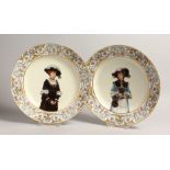 A LARGE PAIR OF AUGUSTUS REX PORTRAIT CIRCULAR DISHES, inscribed Mentalar, No. 679 & 680 Mark A.