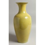 A CHINESE YELLOW GROUND VASE Six character mark in blue, 17ins high.