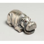 A VERY GOOD RUSSIAN SILVER ENAMEL HIPPO Mark 88 Head and I.P. 3ins long