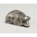 A VERY GOOD RUSSIAN SILVER ENAMEL PIG Mark; 88 Head and I.P. 2.5ins long.